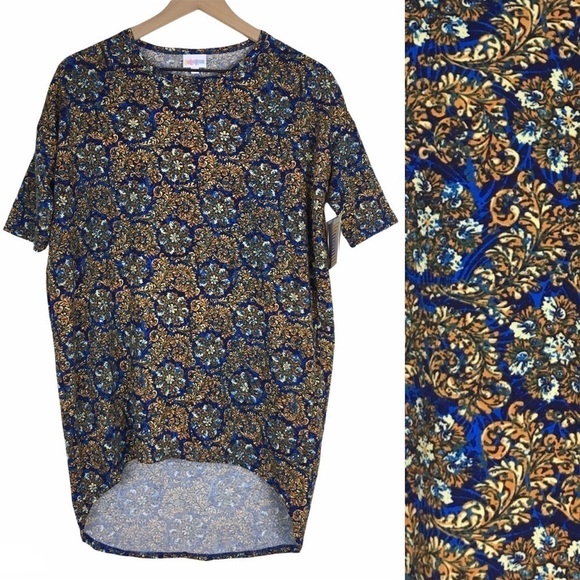 LULAROE Irma Tunic Top Floral Paisley Hi Lo Hem Retro Mod Print Size XXS NWT - Picture 1 of 11